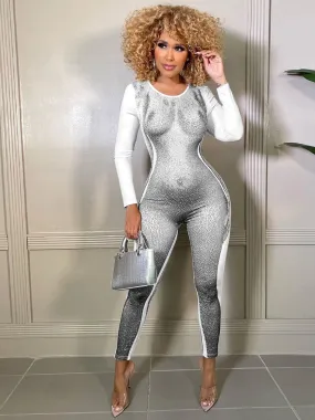 3D Body Print Long Sleeve Jumpsuit