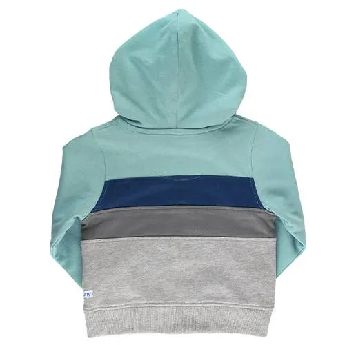 Antique Blue Color Block Hoodie