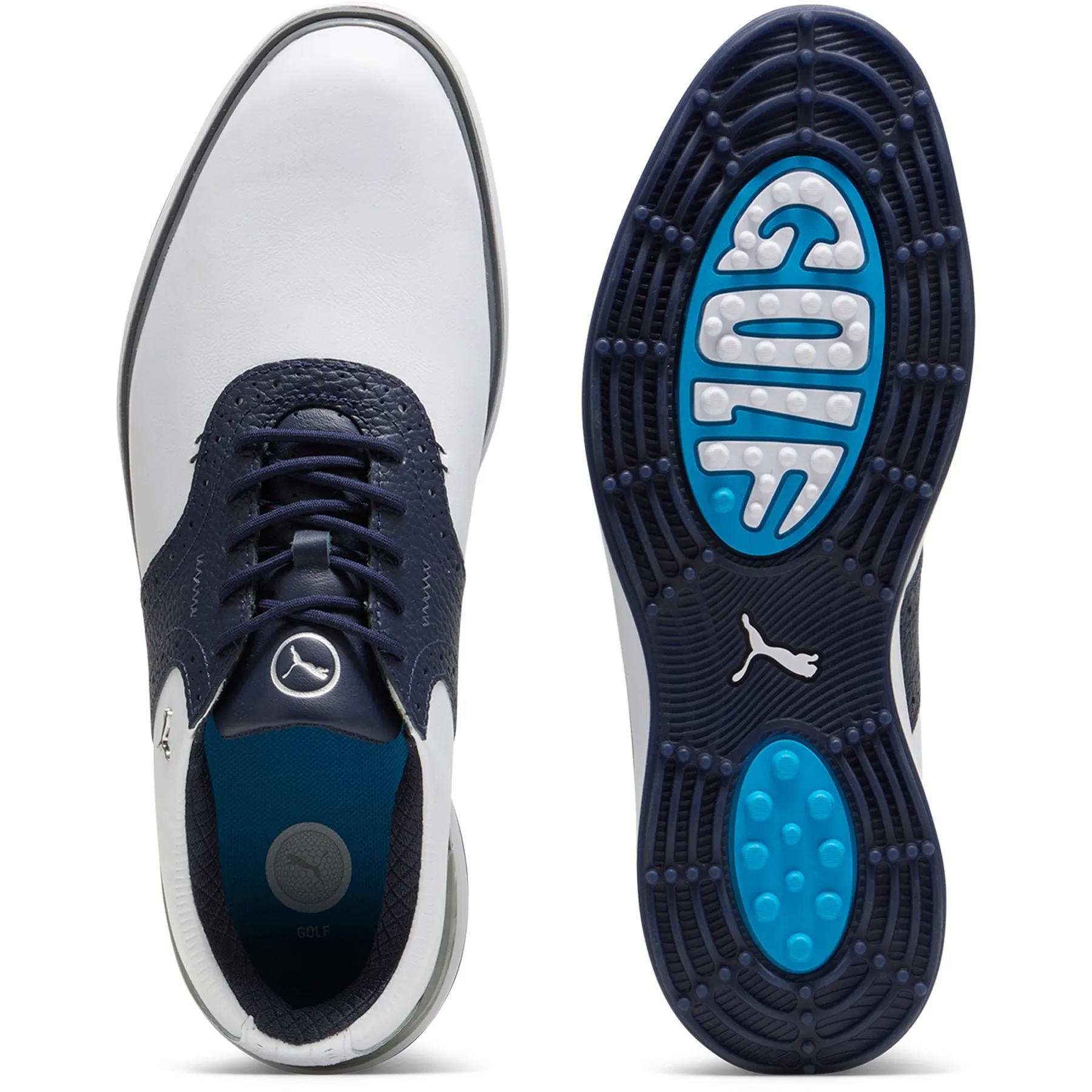 Avant Leather Spikeless Golf Shoes White/Navy - SS24