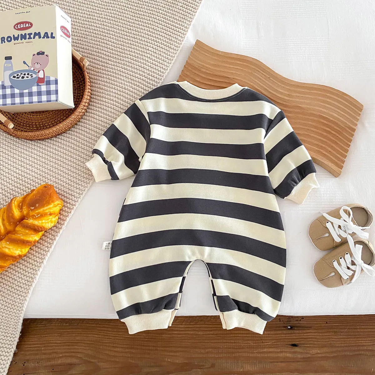 Baby Girls Boys Striped Cartoon Jumpsuits Wholesale 23101989