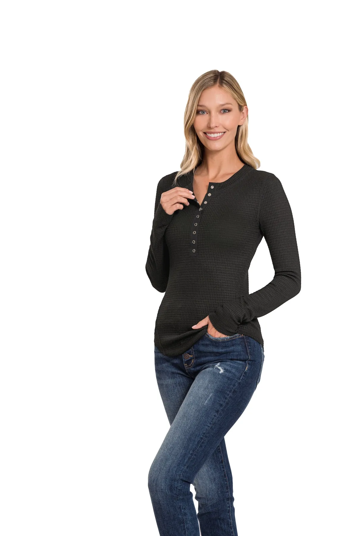 BABY WAFFLE SWEATER- Black