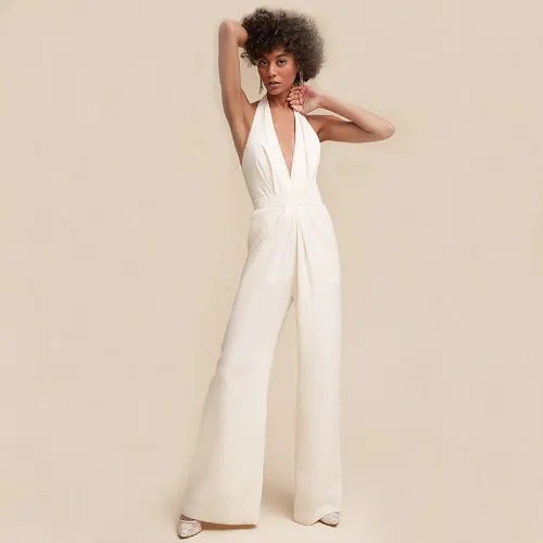 Backless Top Style Jumpsuit - White