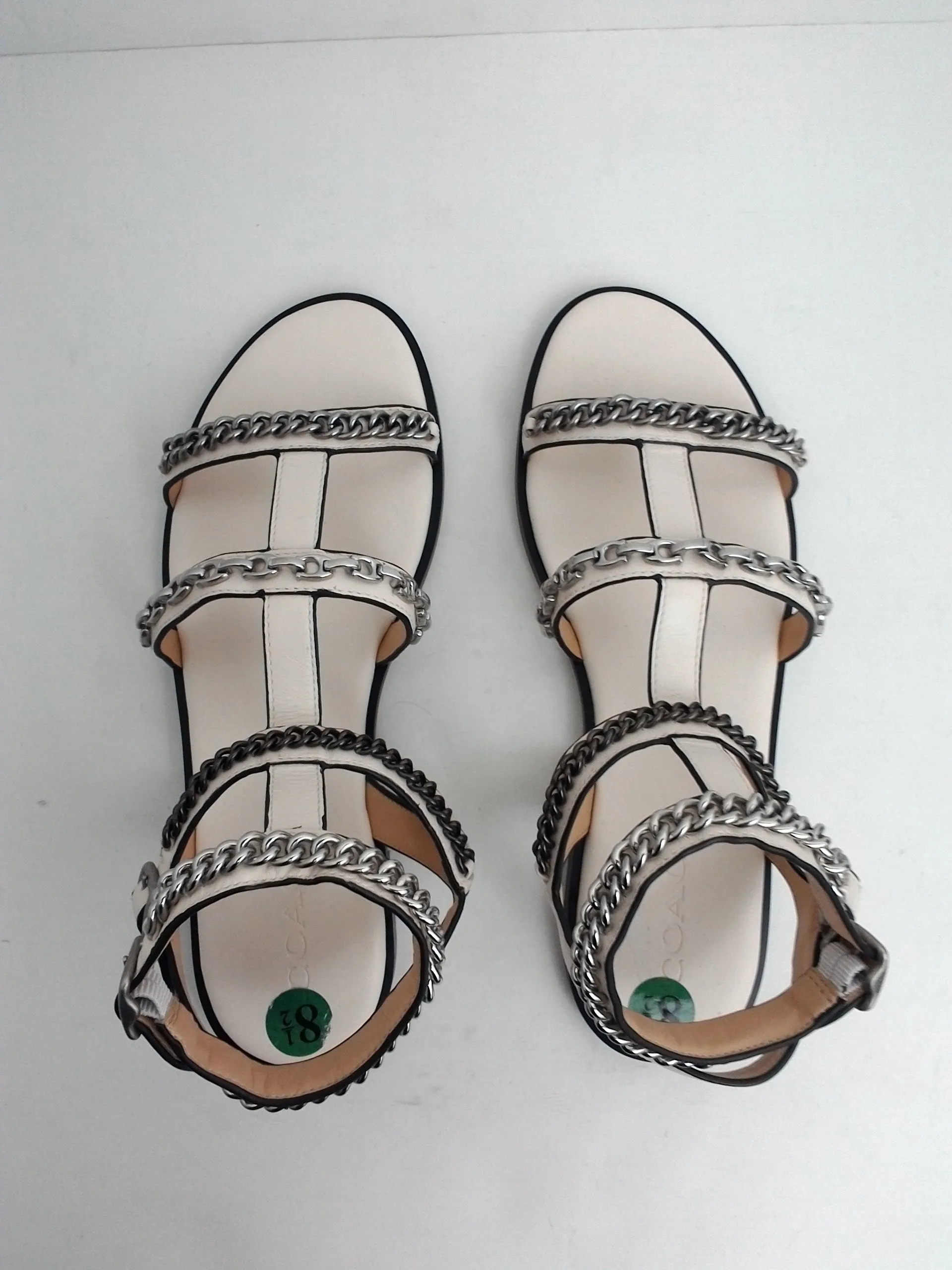 Coach Women's Flat White Leather Sandal Size 8.5