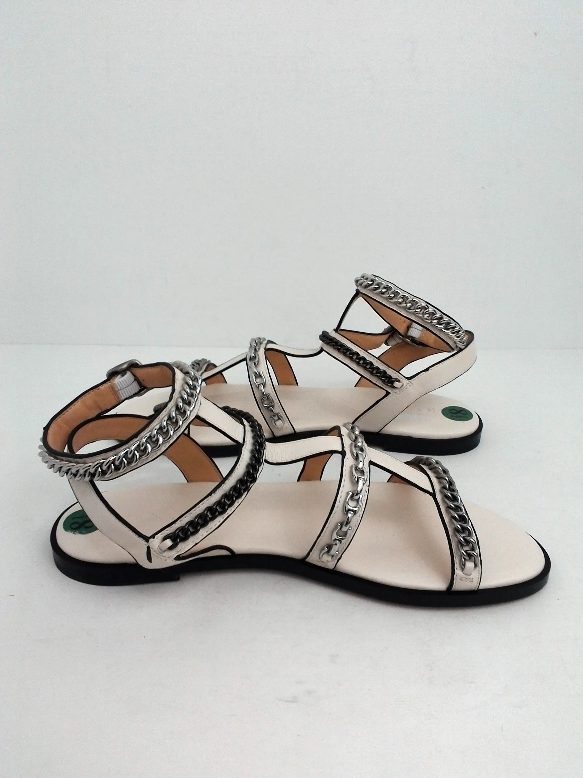 Coach Women's Flat White Leather Sandal Size 8.5