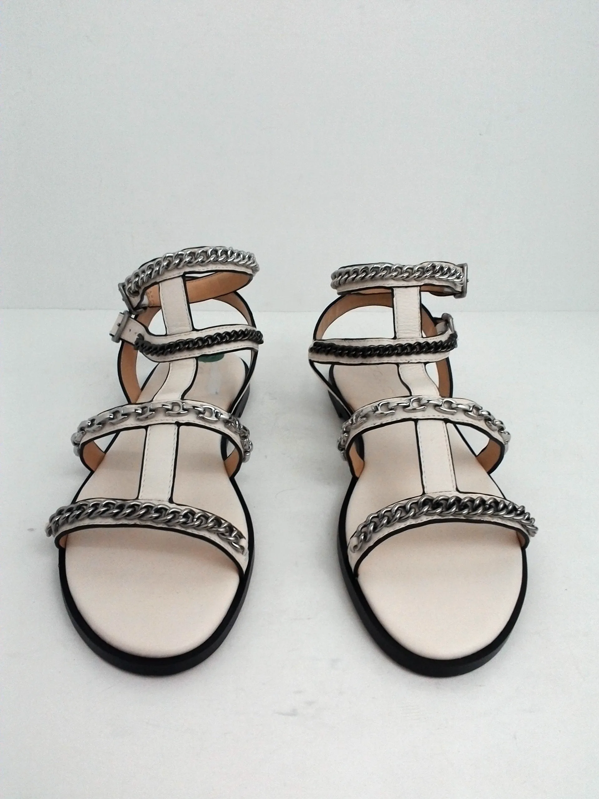 Coach Women's Flat White Leather Sandal Size 8.5