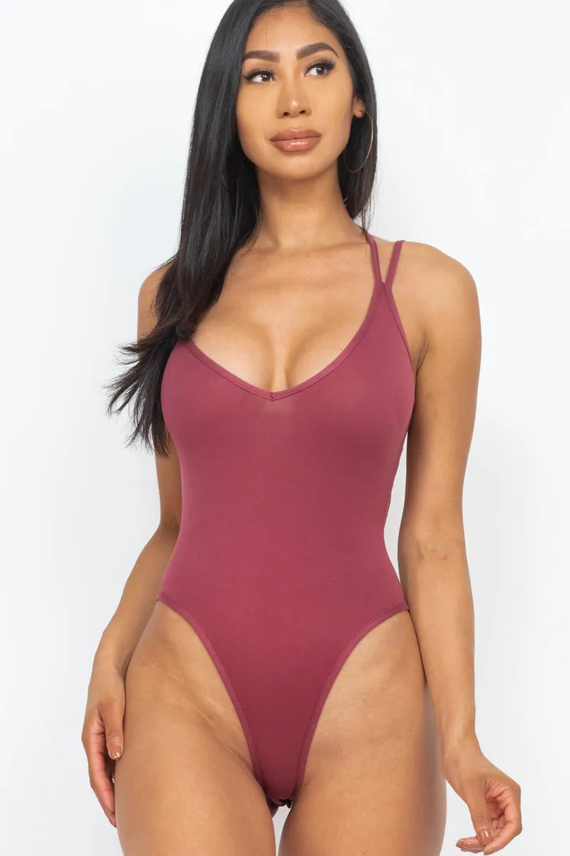 Crisscross Back Sexy Bodysuit Top