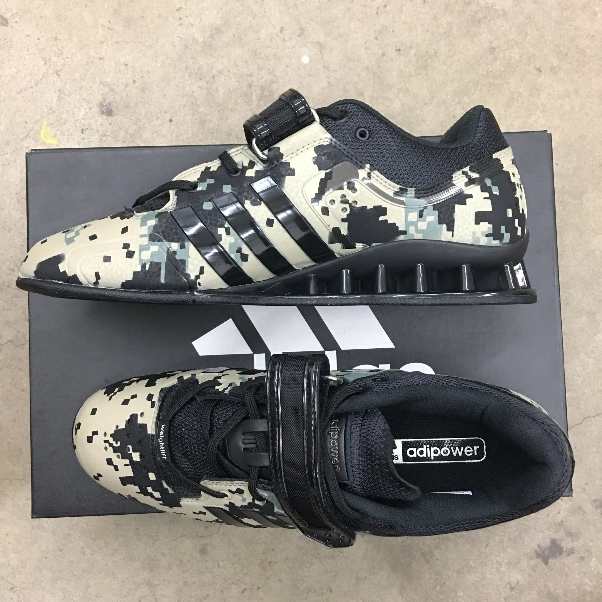 Custom Painted Adidas Adipower Lifters- Digital Camo