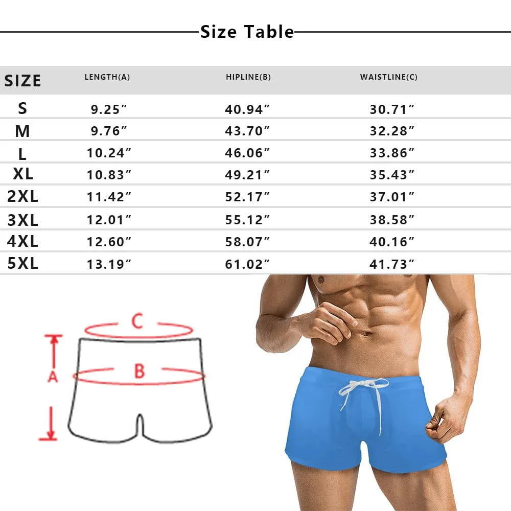 Custom Photo Heart Men's Short-leg Sport Shorts with Zipper Pockets Bodybuilding Short