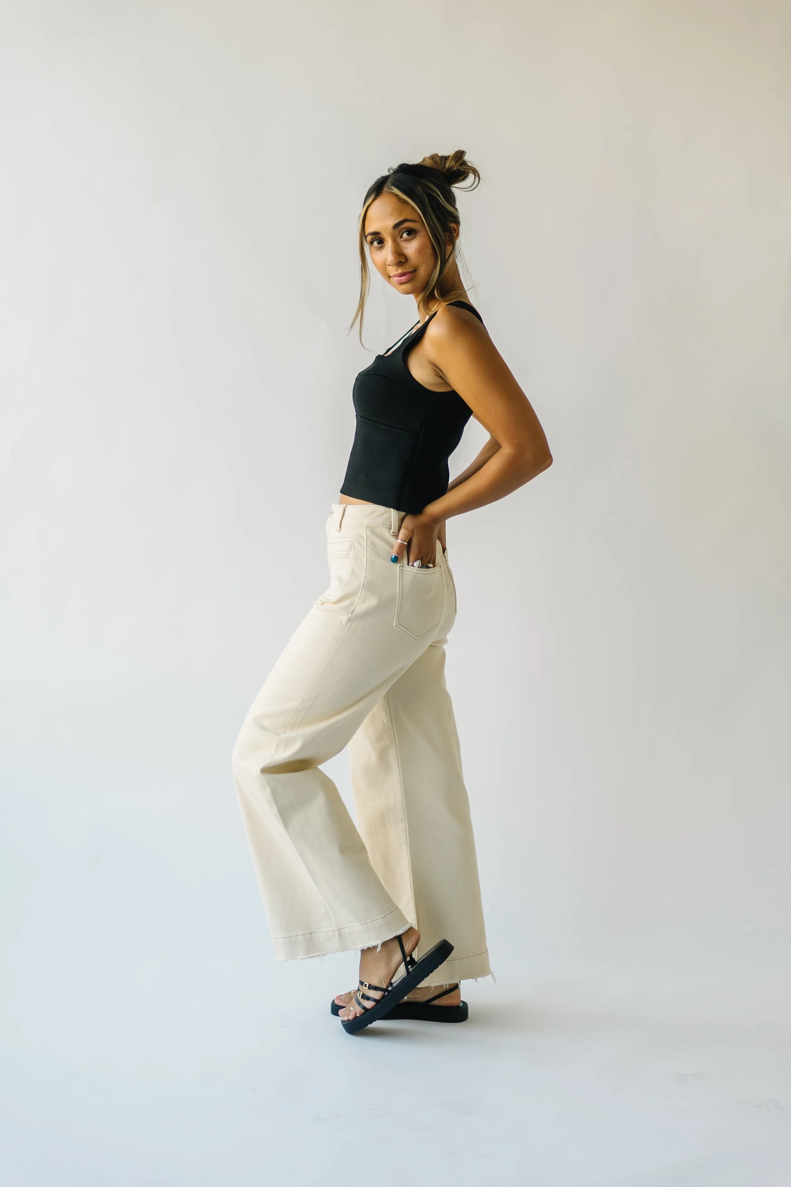 Denim: Montero Wide Leg Jean in Ecru