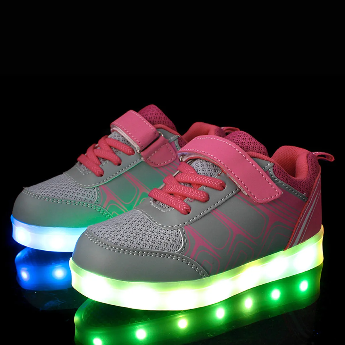 DoGeek Kids Light Up Shoes Mesh Net Design, for Boys and Girls, 7 Colors LED Light, Rechargeable (Choose Half Size Up)