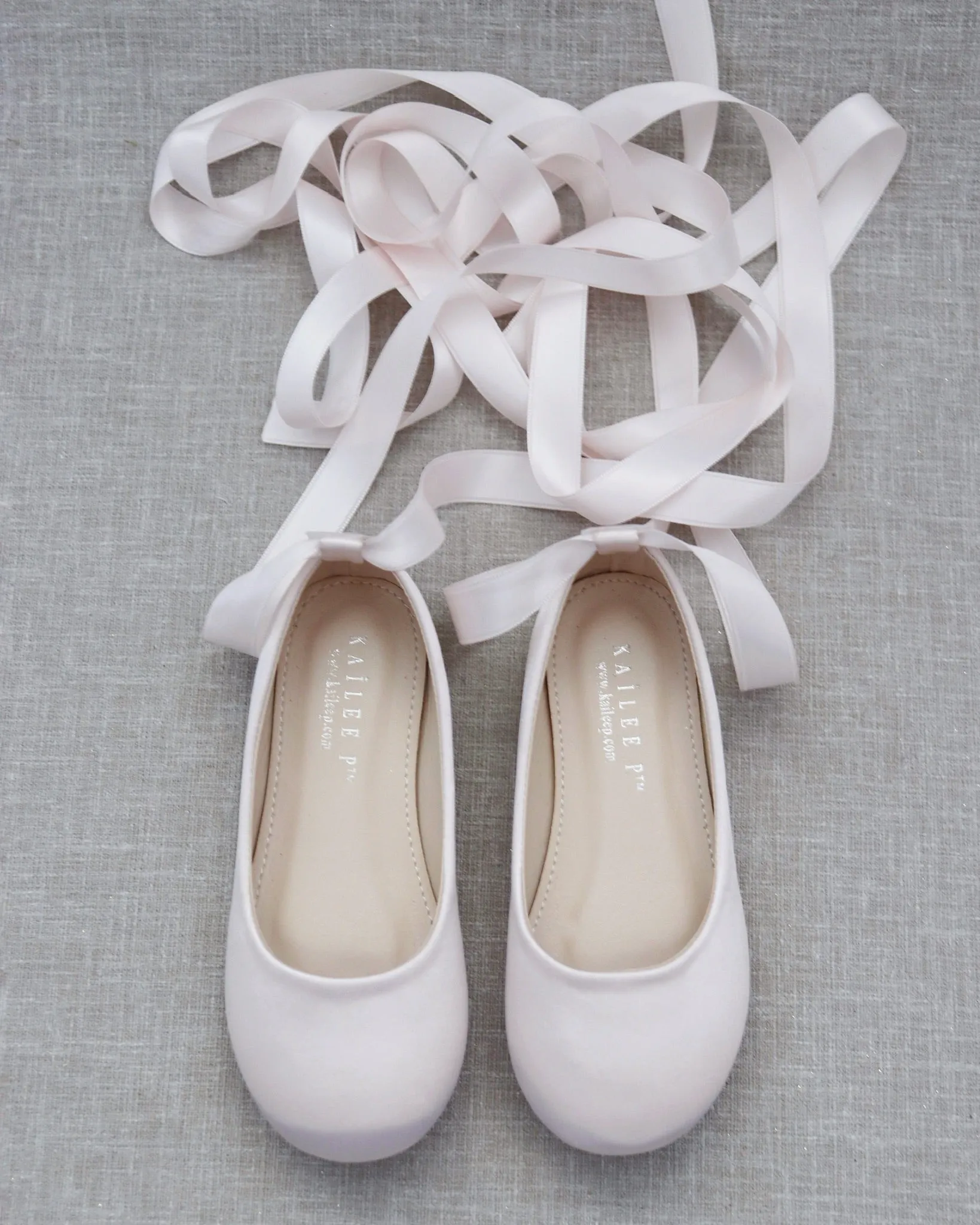 Dusty Pink Satin Ankle Tie or Ballerina Lace Up