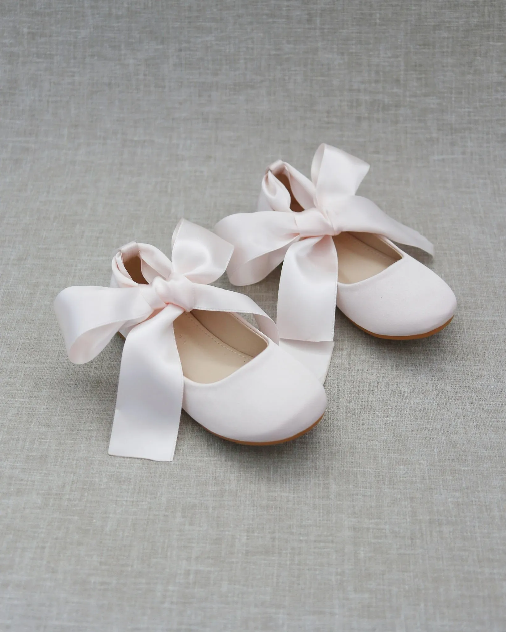 Dusty Pink Satin Ankle Tie or Ballerina Lace Up