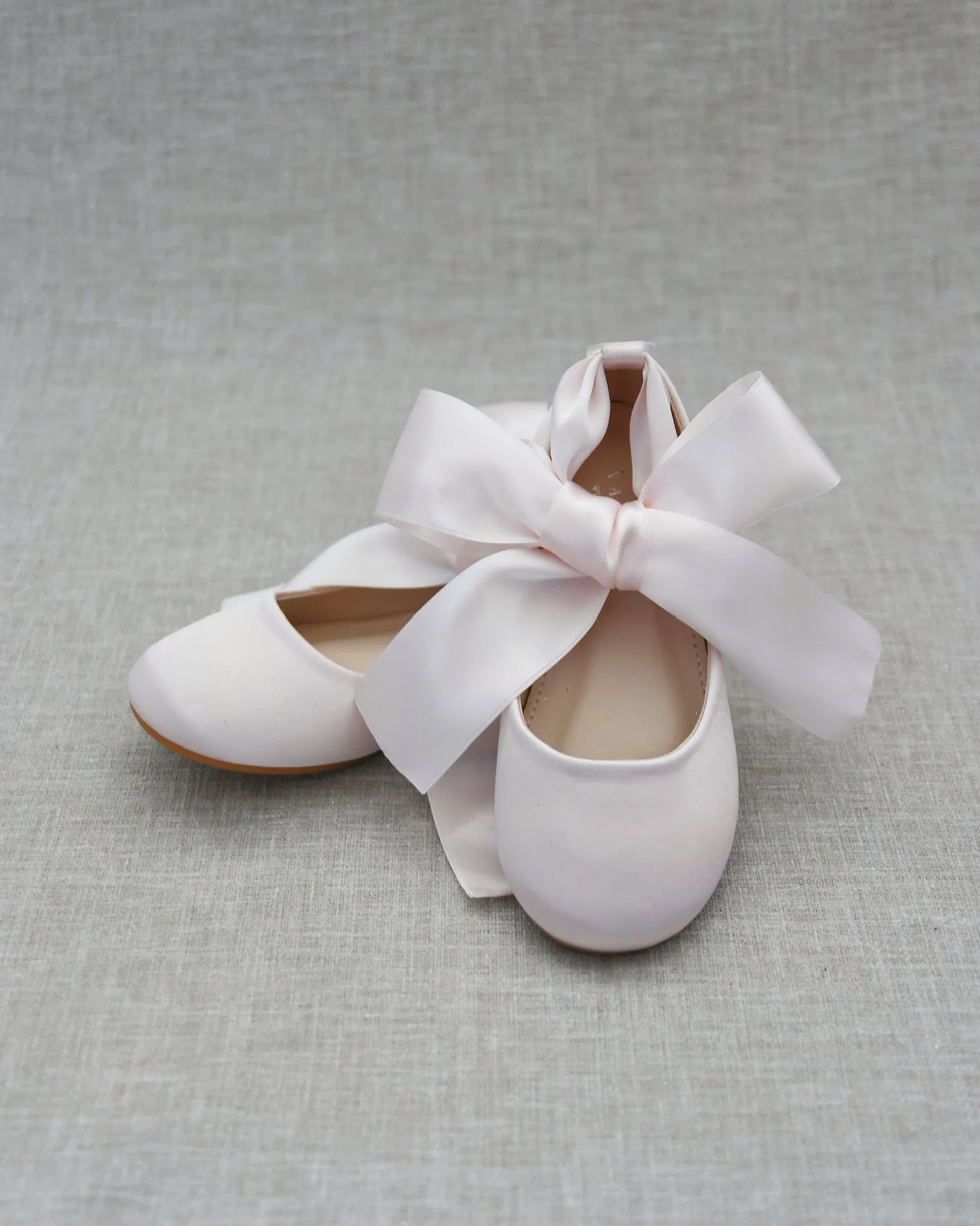 Dusty Pink Satin Ankle Tie or Ballerina Lace Up