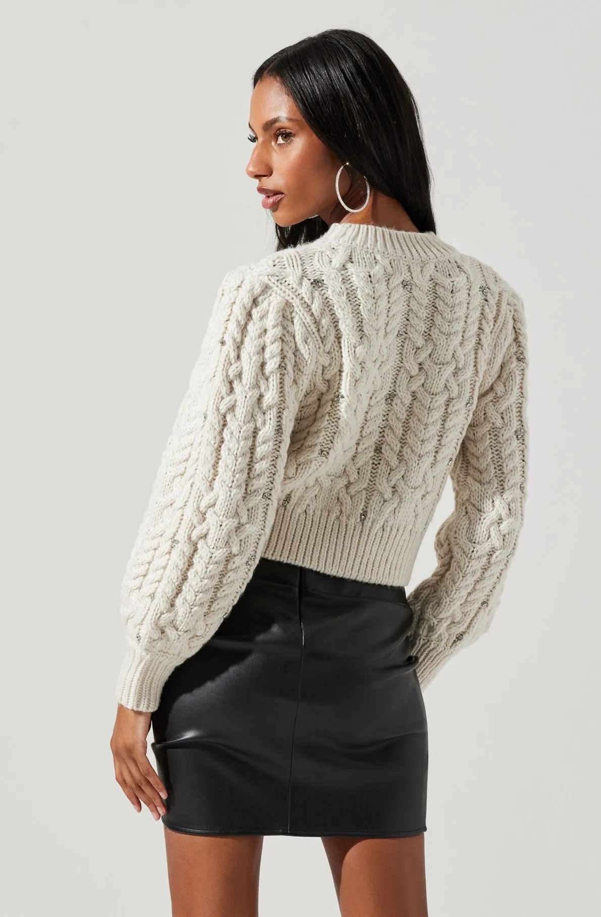 Edith Embellished Cable Knit Sweater