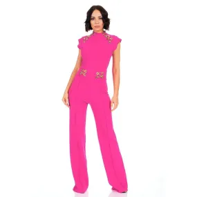 Eyelet With Chain Deatiled Fashion Jumpsuit