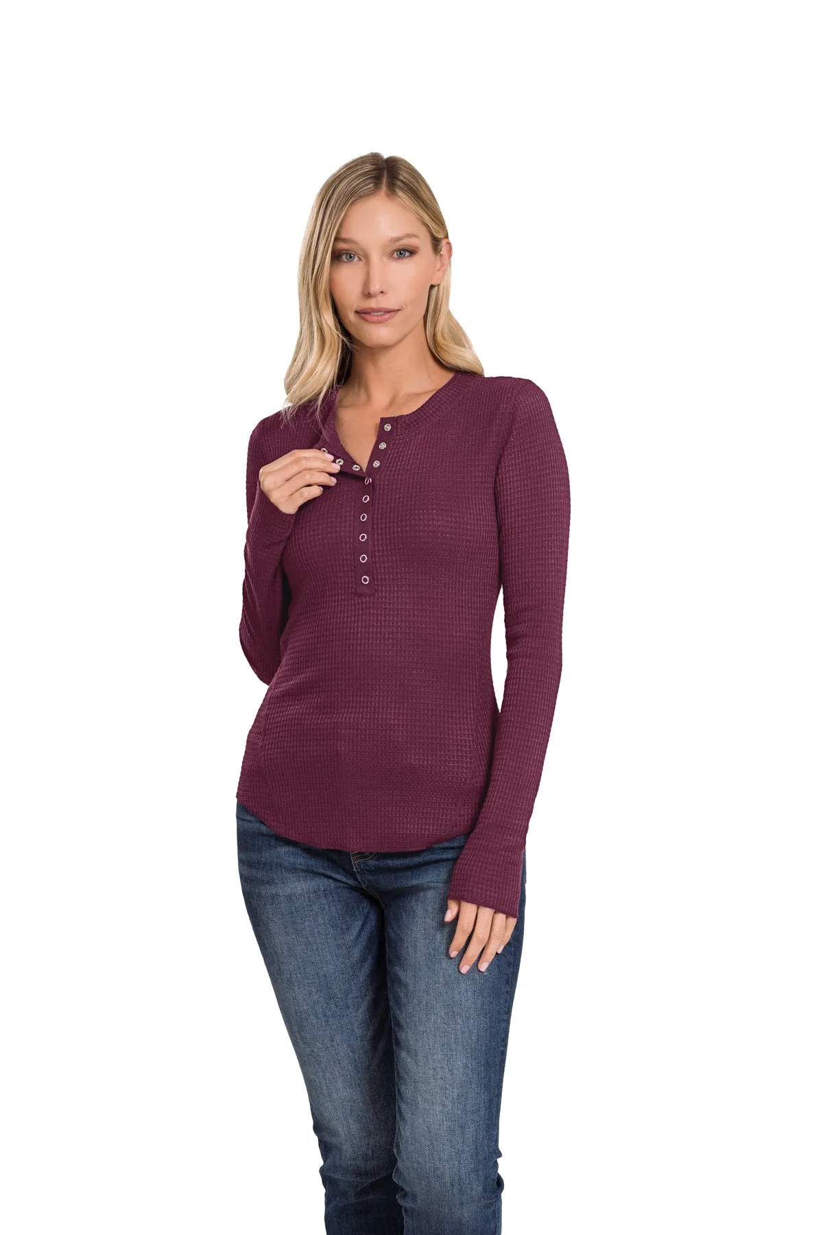 BABY WAFFLE SWEATER- Plum