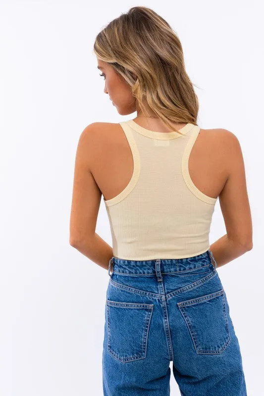 FRONT CUT OUT RACERBACK BODYSUIT