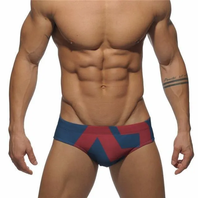 Geometric Patchwork Swim Briefs