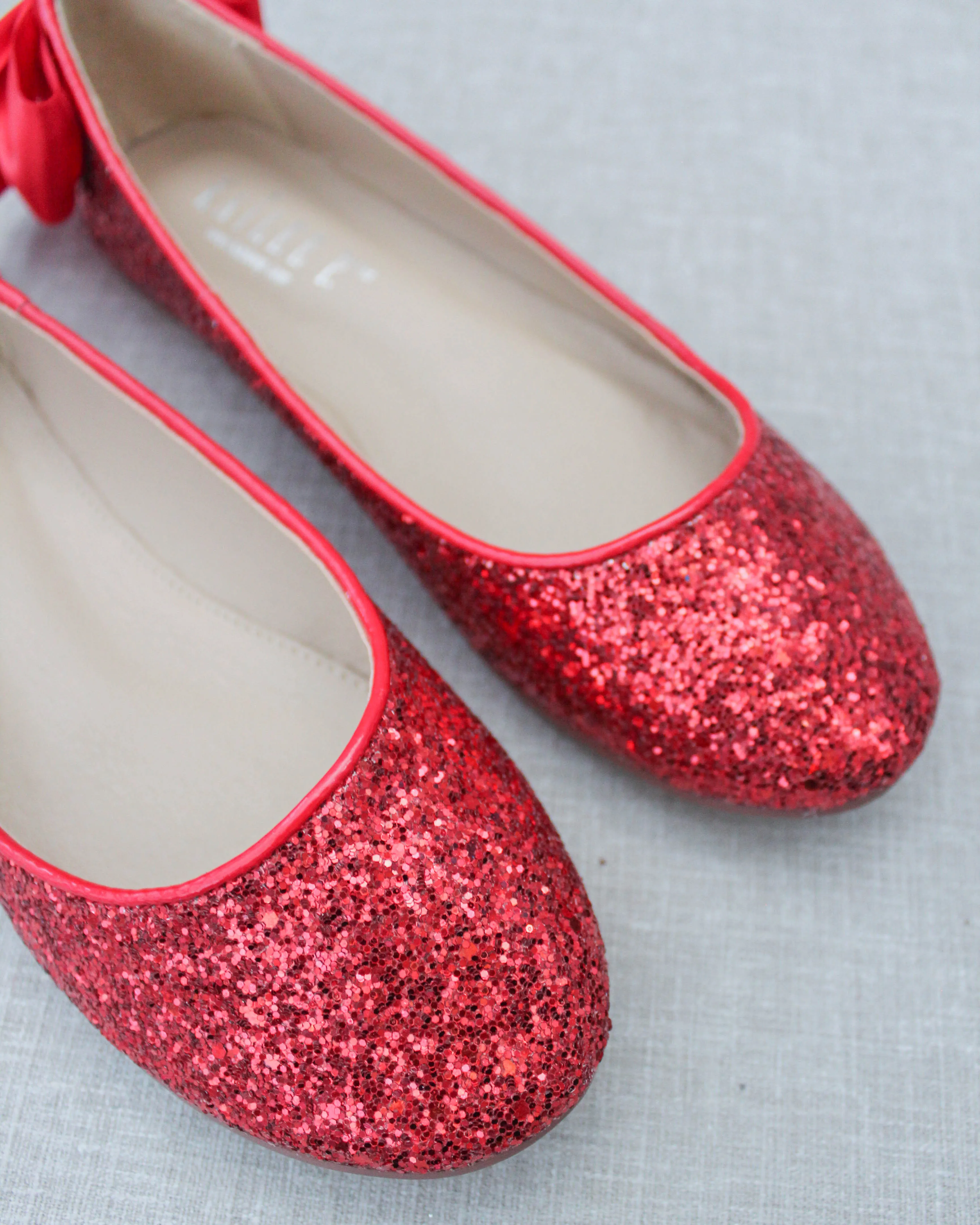 Glitter Round Toe Flats with Bow