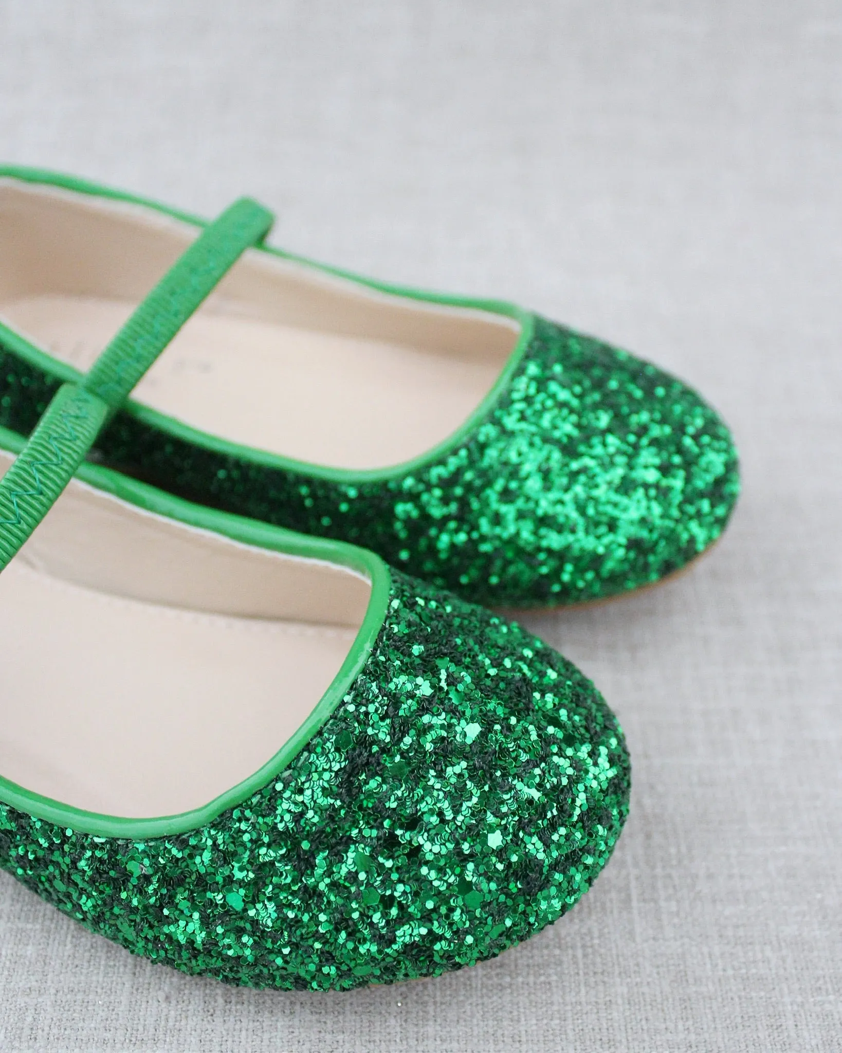 Green Rock Glitter Mary Jane Ballet Flats