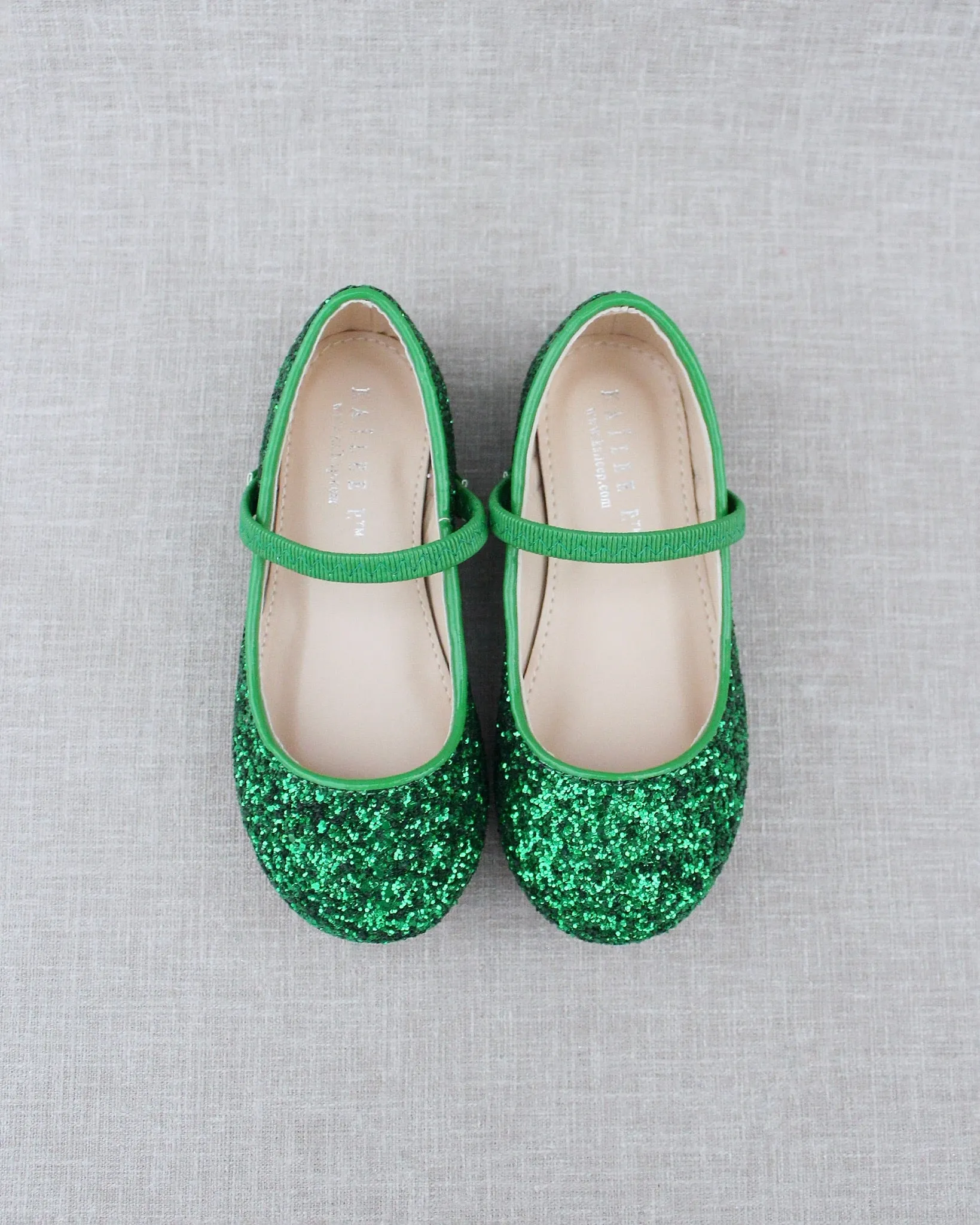 Green Rock Glitter Mary Jane Ballet Flats