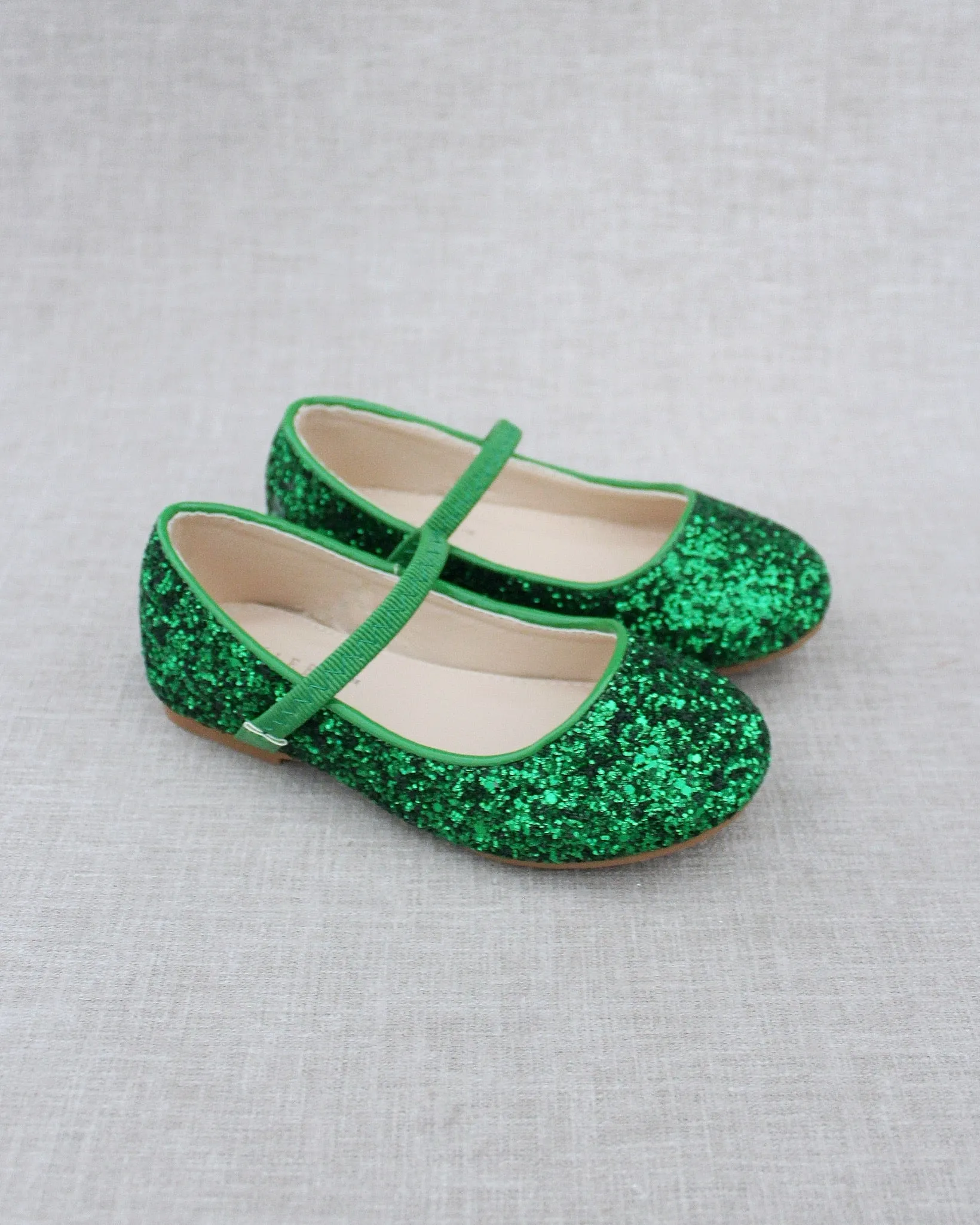 Green Rock Glitter Mary Jane Ballet Flats