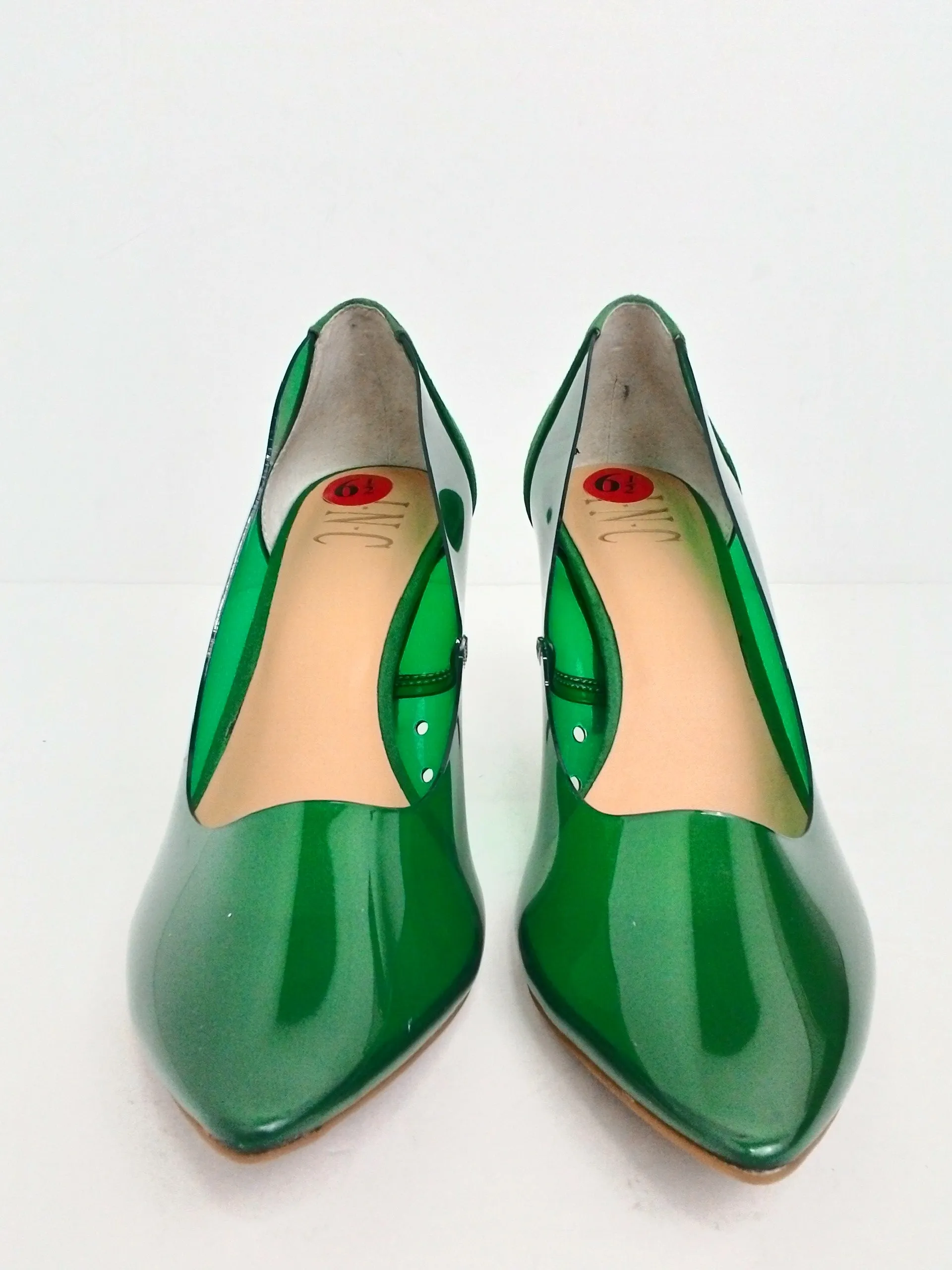 INC International Concepts Women's Zitah Clear Green Pumps Size 6.5