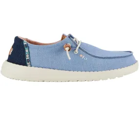 Ladies Hey Dude Blue Canvas Summer Shoes Laced Wendy Chambray Boho