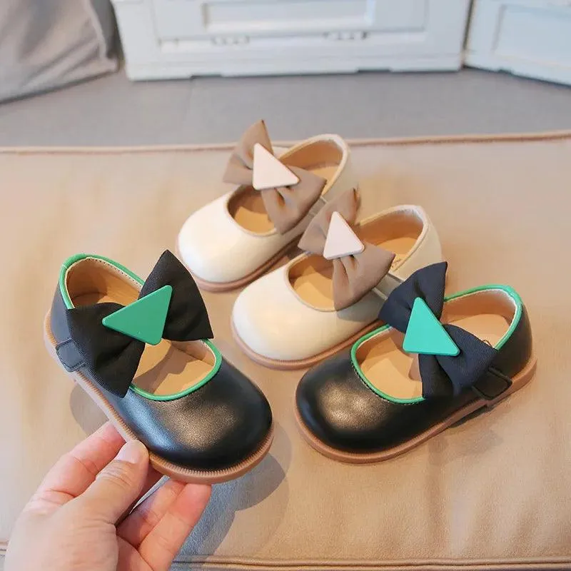 Leather Casual Shoes for Children Girls - Triangular Patch - G06042