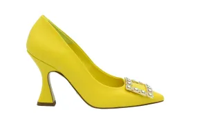 MARIAN Yellow Leather Embellished Court Shoes