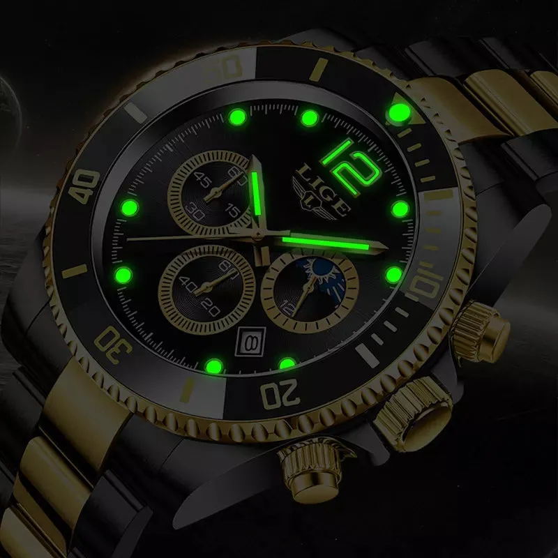 LIGE Men Quartz Wristwatch Top Brand Luxury Fashion