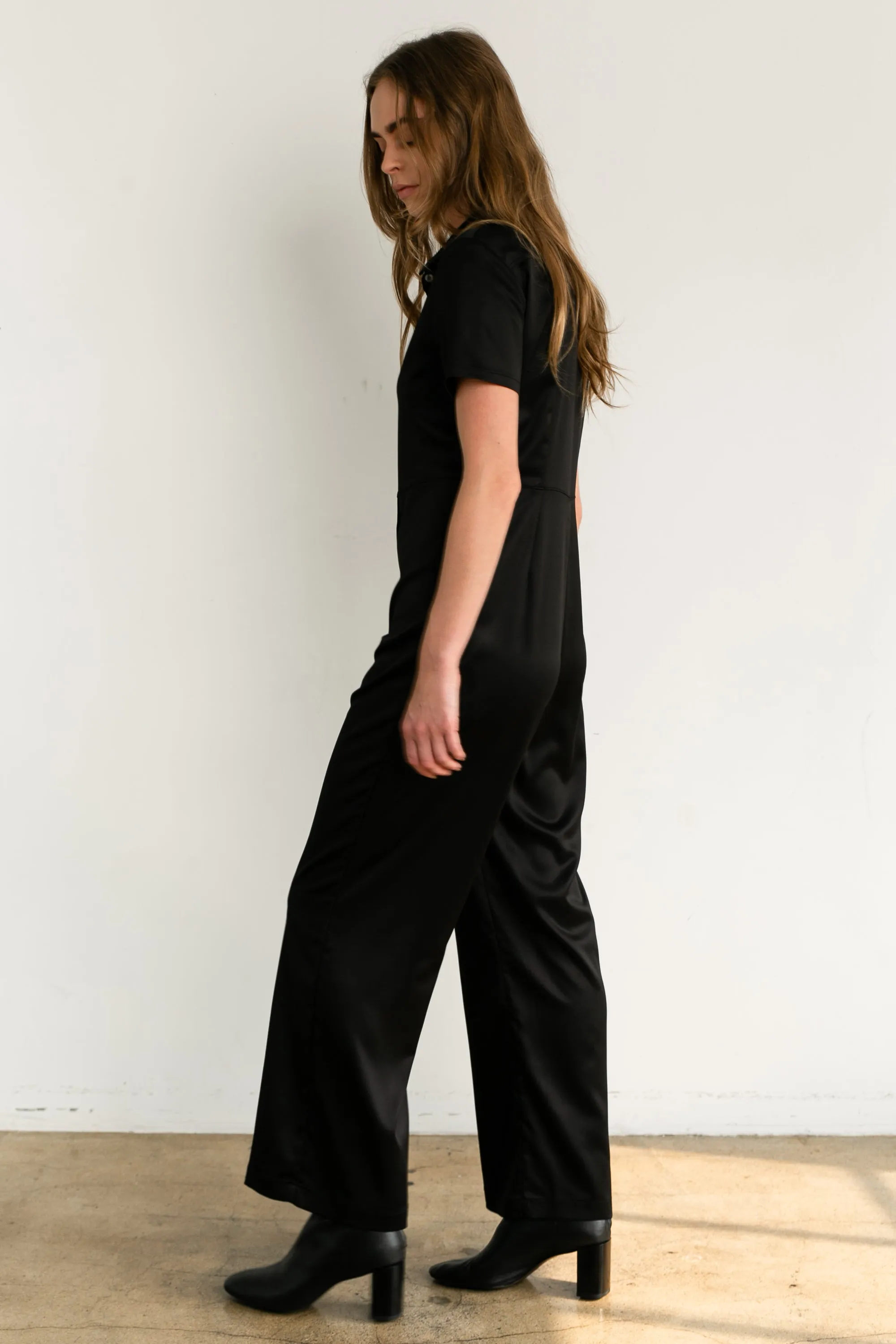 Short Sleeve Wide Leg Jumpsuit