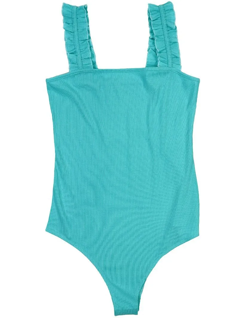 Simply Southern Ruffle Shoulder Bodysuit in Teal - Elevate Your Style with Effortless Elegance