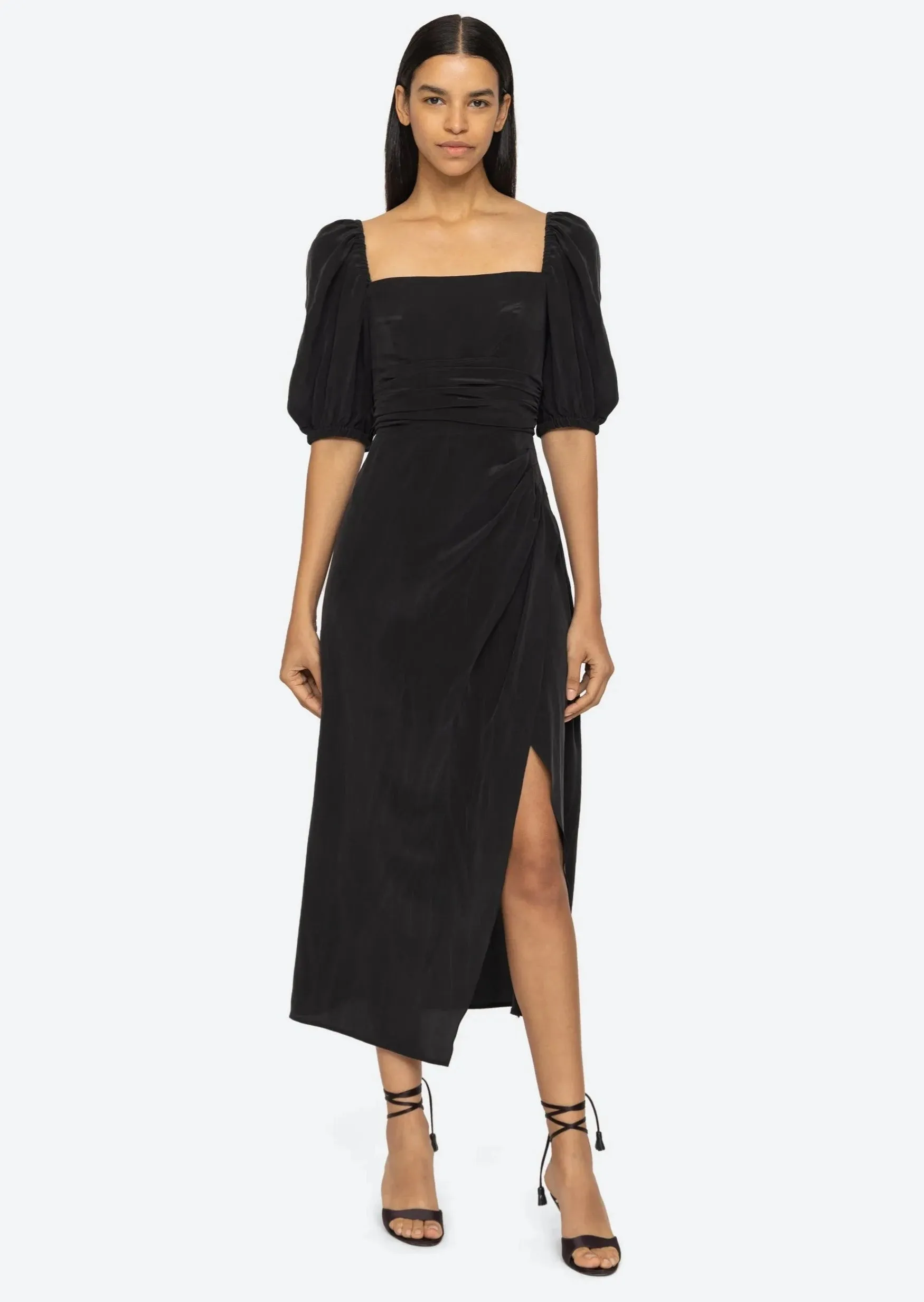 Siya Silk Puff Sleeve Dress