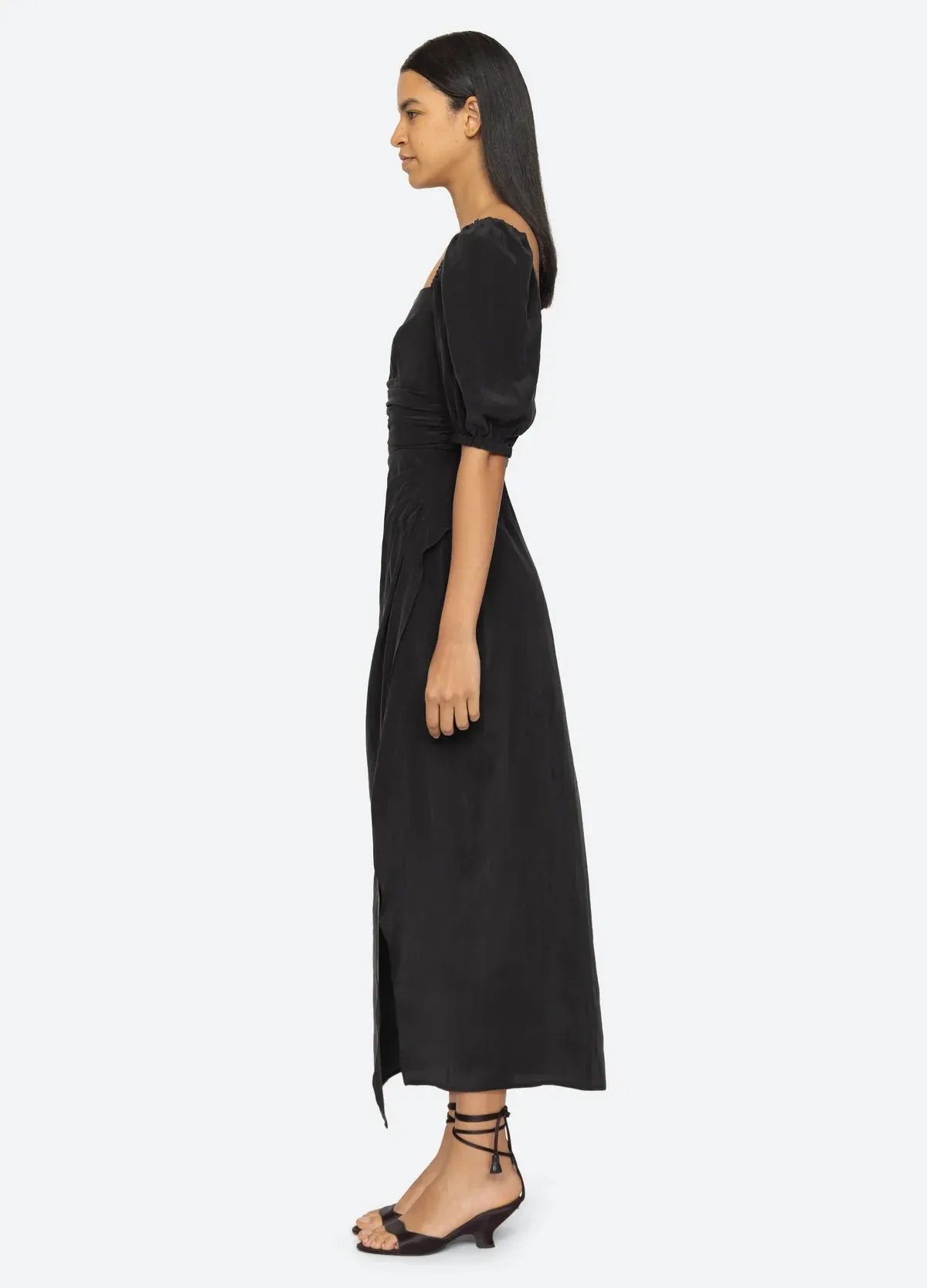 Siya Silk Puff Sleeve Dress