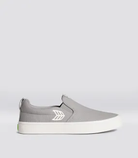 SLIP ON Light Grey Canvas Off-White Logo Sneaker Men