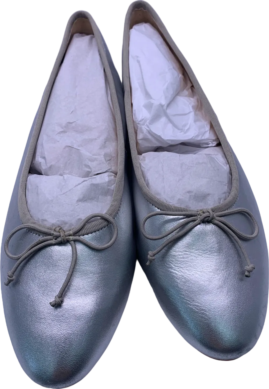 Stylish Derby Grey Metallic Ballet Flats UK 5