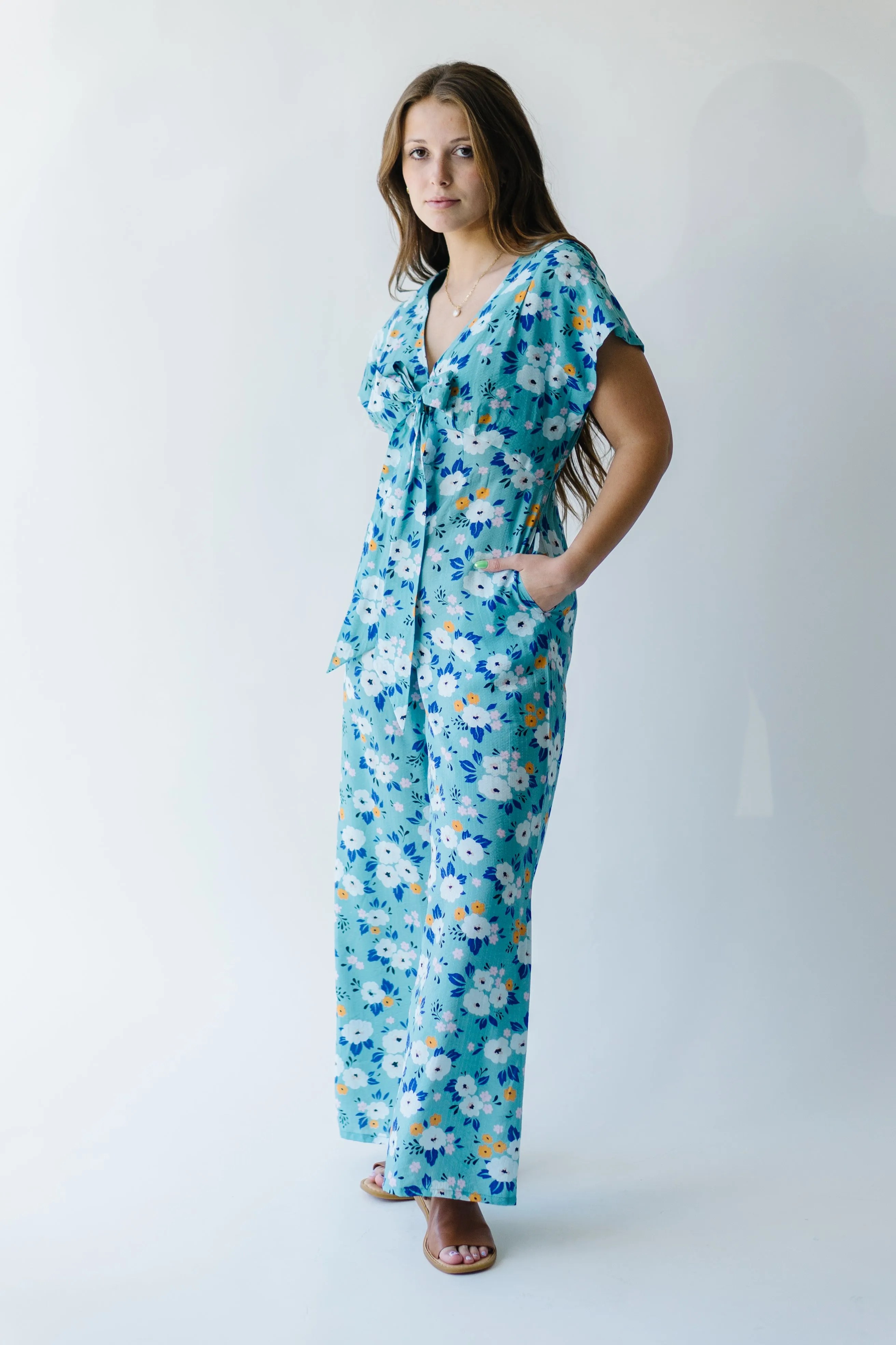 The Dalton Floral Jumpsuit in Blue