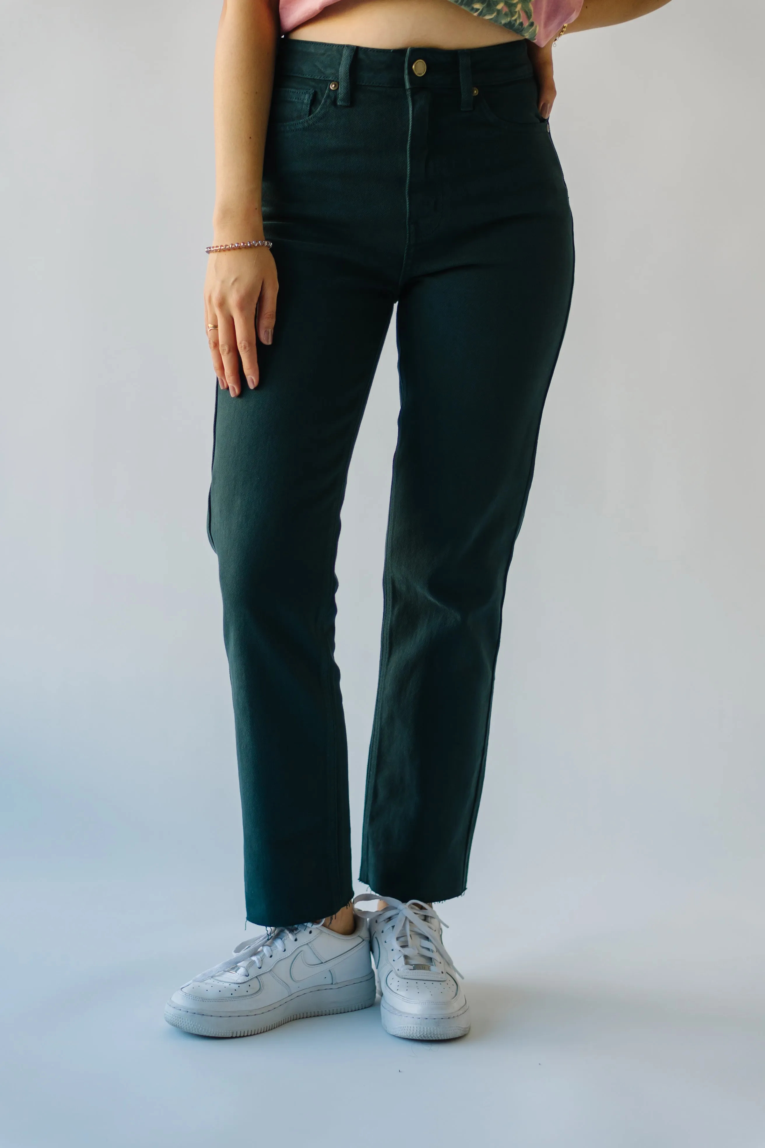 The Ranger Cut Off Straight Jean in Dark Emerald