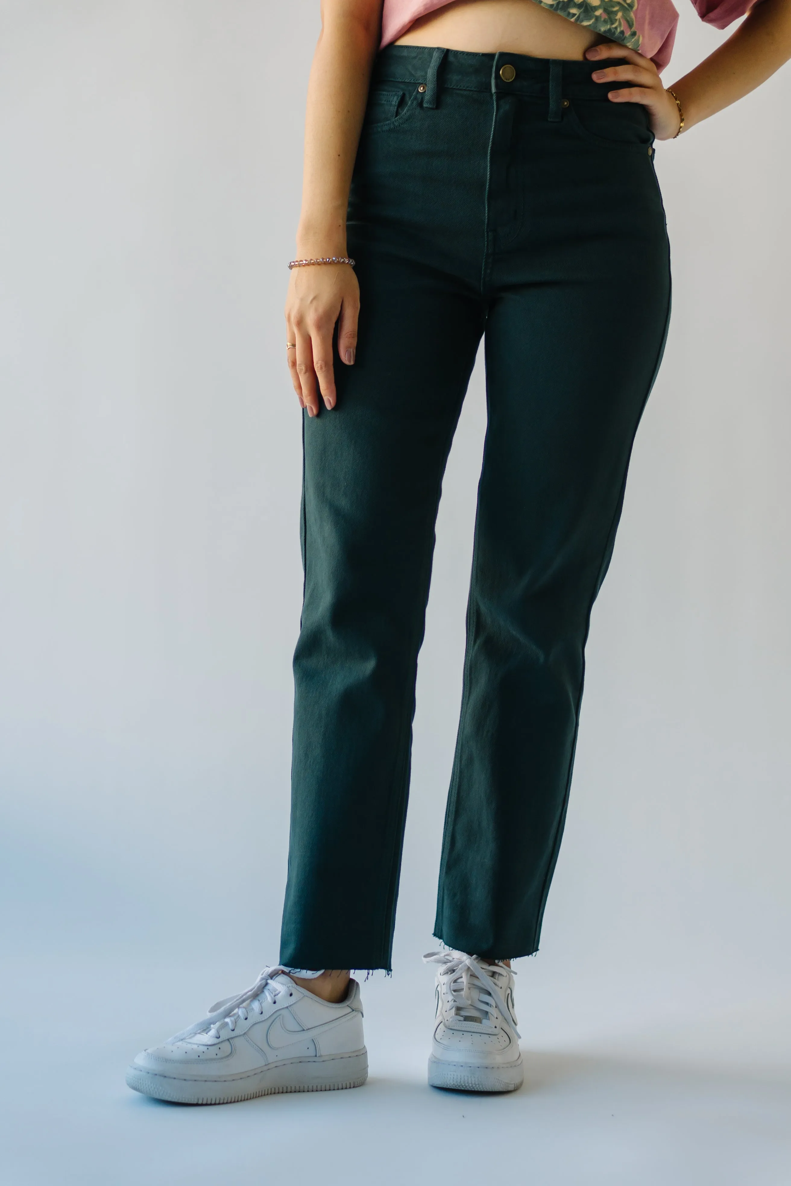 The Ranger Cut Off Straight Jean in Dark Emerald