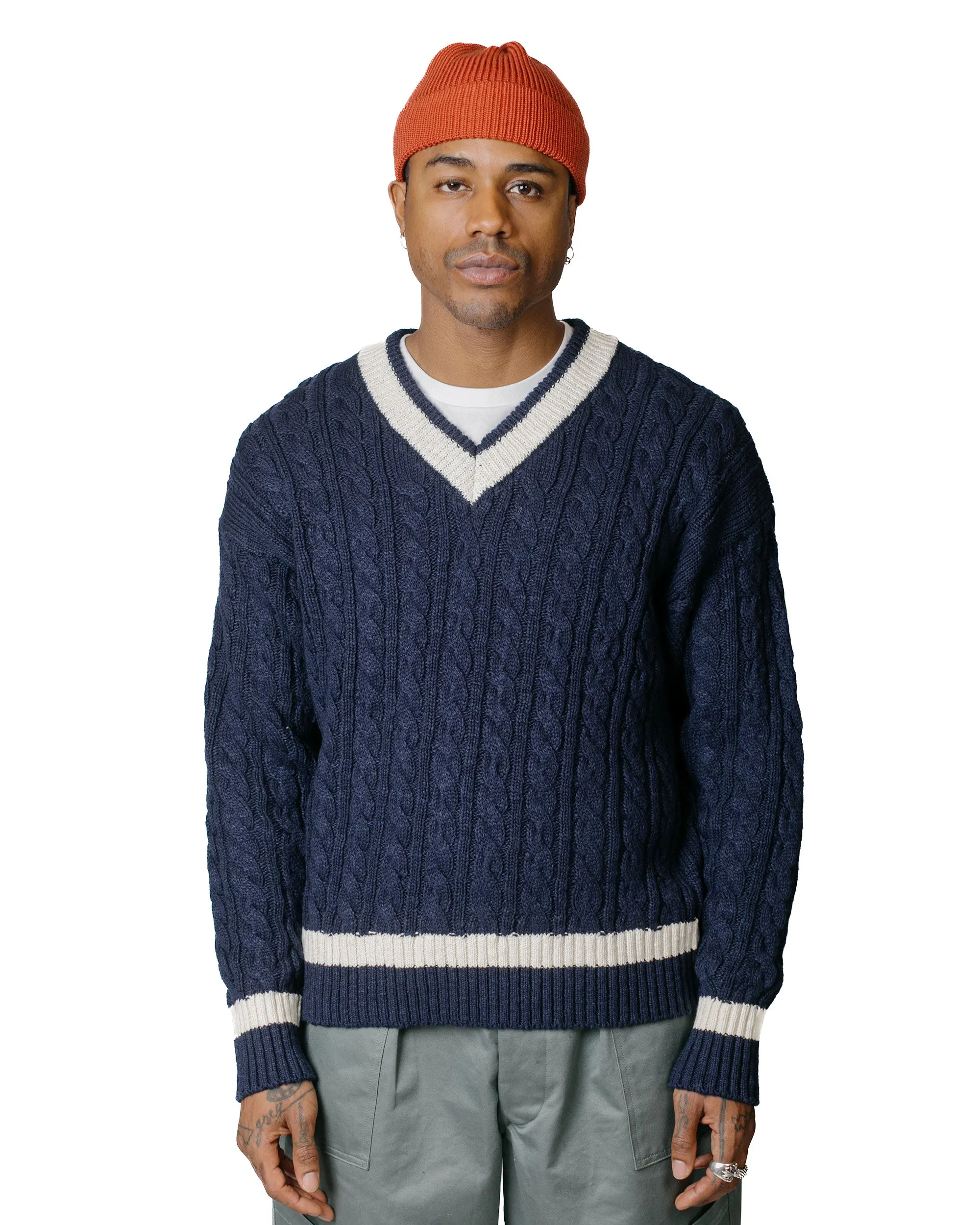 The Real McCoy's MC23108 Tilden Knit Sweater Navy