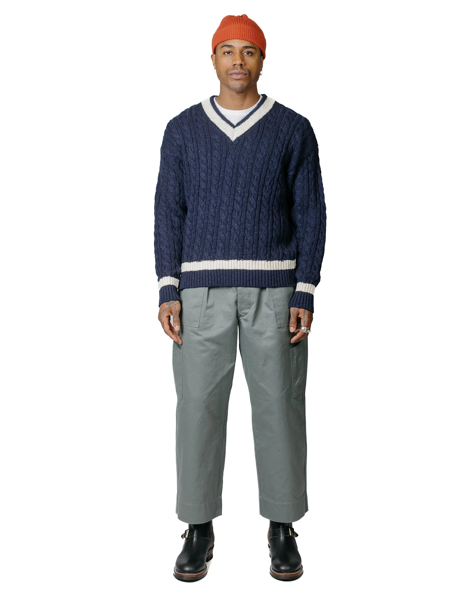 The Real McCoy's MC23108 Tilden Knit Sweater Navy