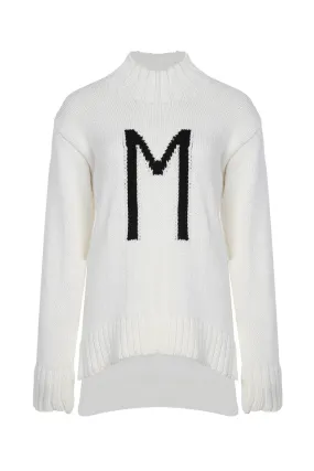 TURTLE NECK LETTER SWEATER IN IVORY