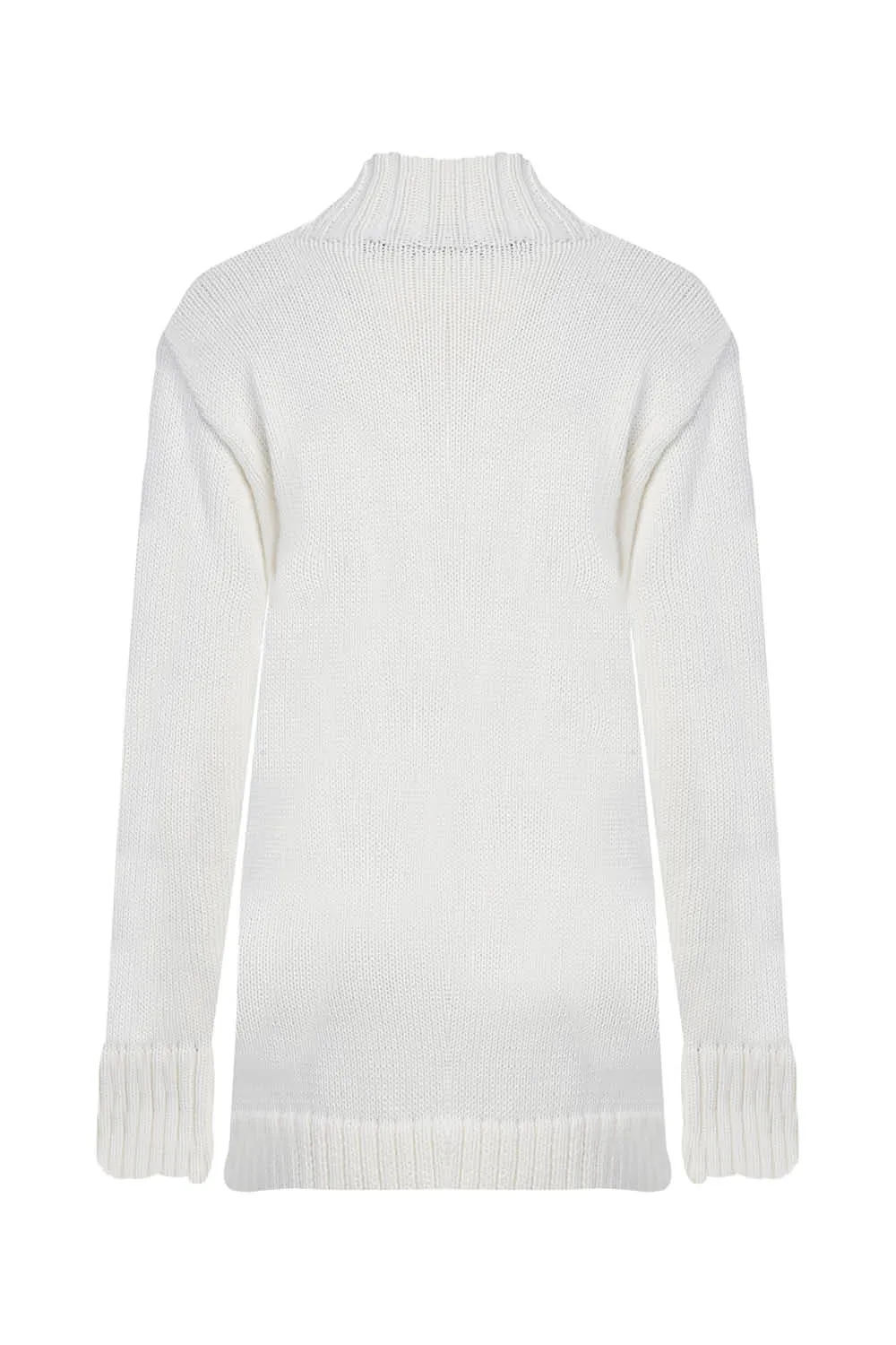 TURTLE NECK LETTER SWEATER IN IVORY