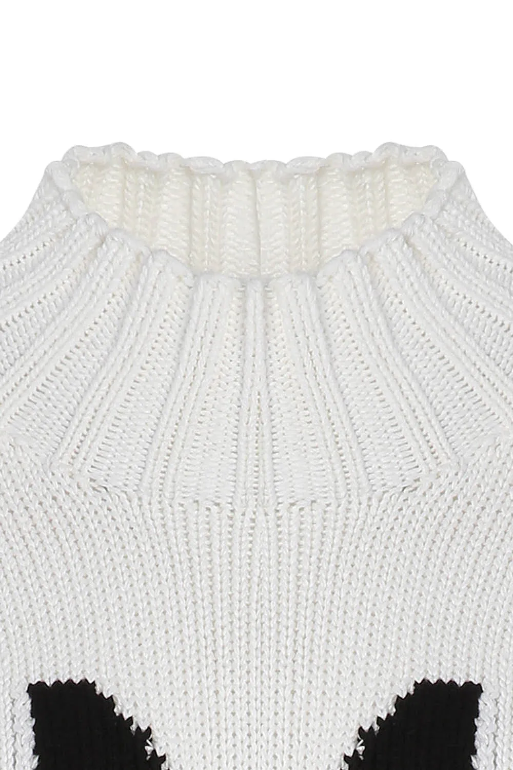 TURTLE NECK LETTER SWEATER IN IVORY