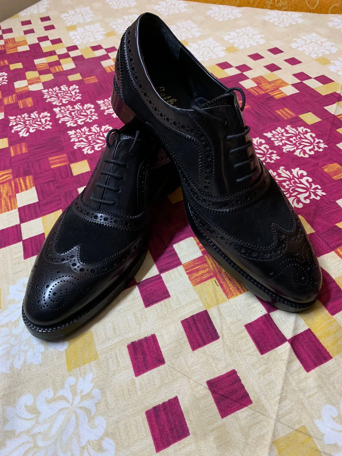 Wingtip Brogue Oxford- Black Suede